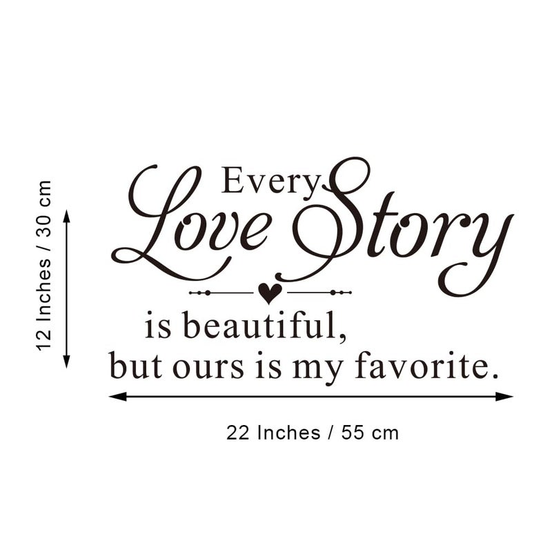 MOVANKRO Every Love Story is Beautiful but Ours is My Favorite - Carved Pure Black Vinyl Wall Decal Art Letters Quotes Heart Shape Words Sticker Home Sweet Decoration - Image 4